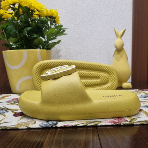 Дамски силиконови чехли КОД  J-8854-горчица