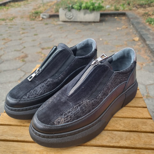 Дамски анатомични обувки от естествена кожа КОД АБВ-5578-черен