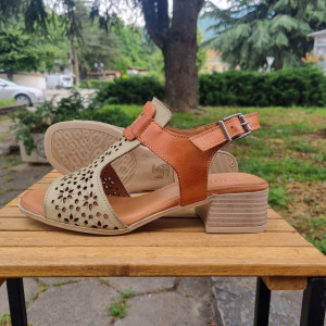 Дамски сандал от естествена кожа на ток КОД ДОТ-6575-резидав