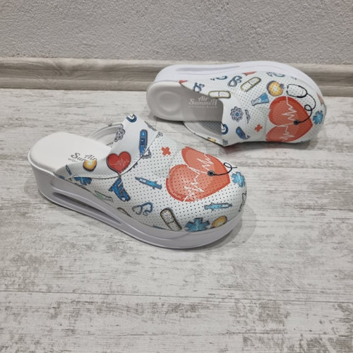 Дамско анатомично сабо КОД LP-640-бял/доктор