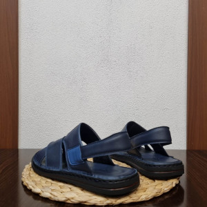 Mъжки сандал от естествена кожа КОД Z-384-син