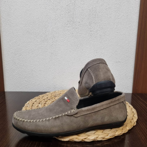 Мъжки мокасини от естествена кожа КОД М-1074-сив